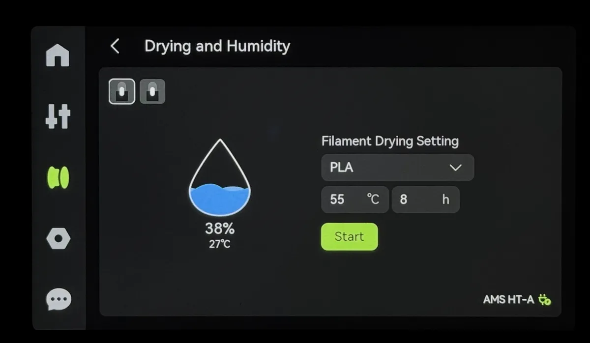 Siden Drying and Humidity med luftfugtighed og temperatur