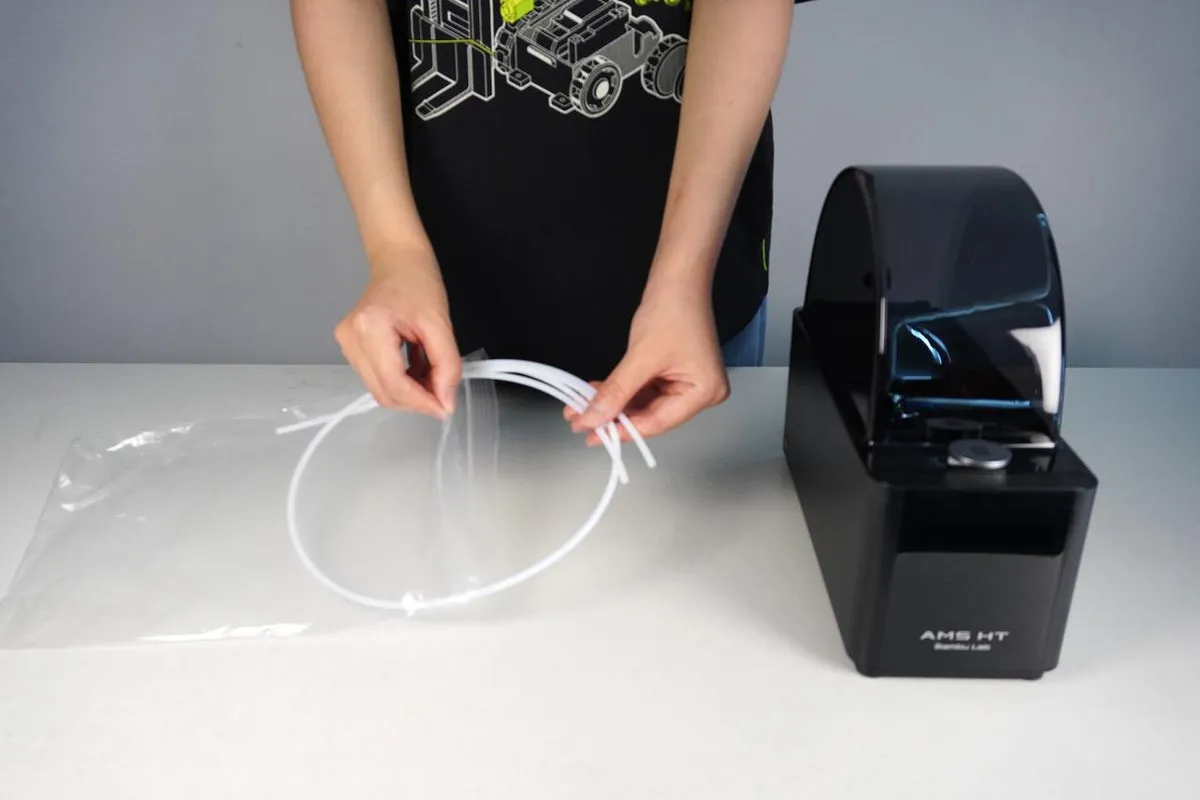 PTFE-slangerne lagt i emballageposen