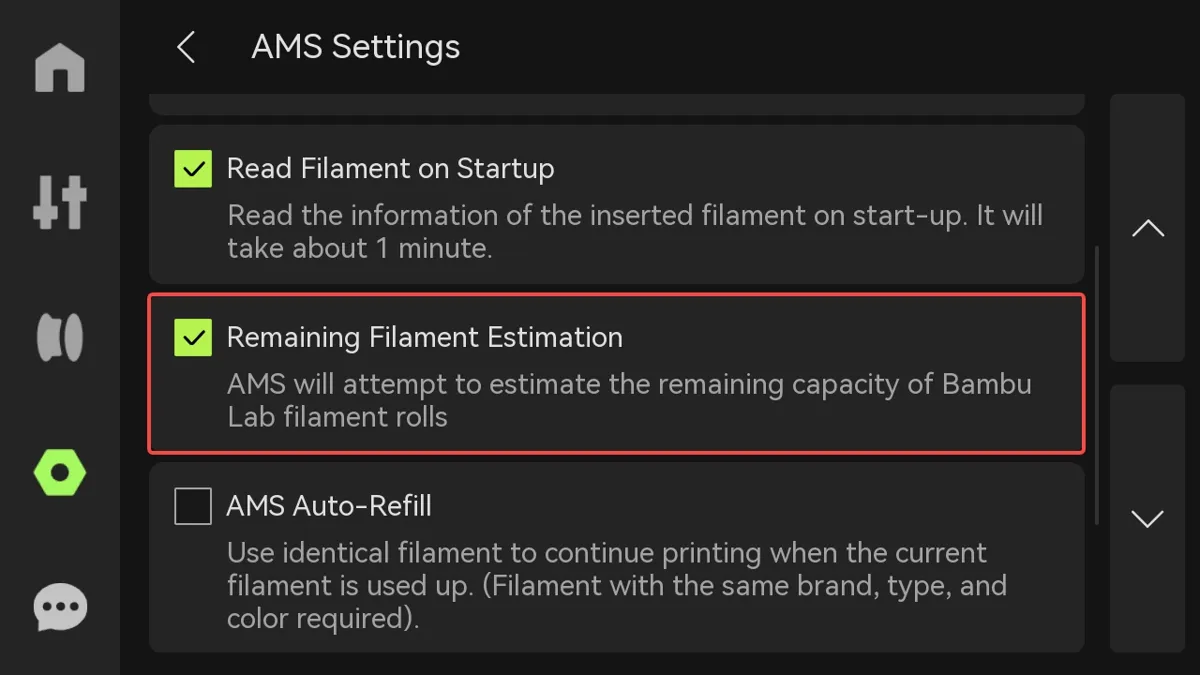 Estimering af resterende filament via RFID
