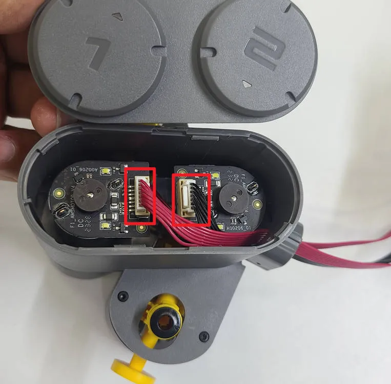 Korrekt tilslutning af det ene farvede kabel