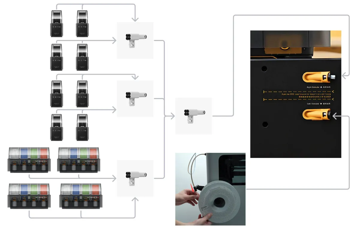PTFE-slangetilslutning med 4-i-1 adaptere på H2-serien