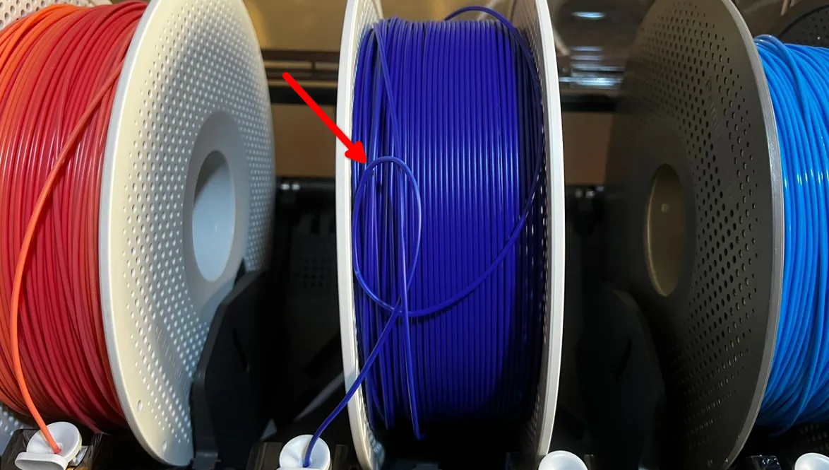 Filament filtret sammen på spolen inde i AMS
