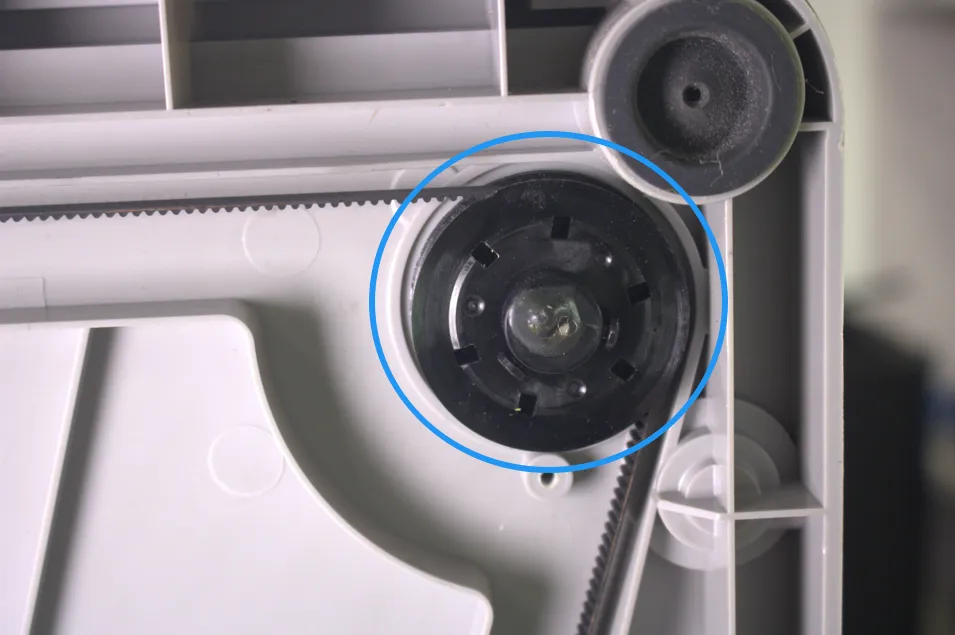 Kontrol af Z-motor og tandremshjul i bunden