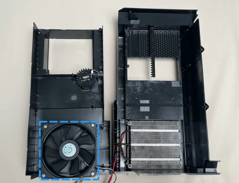 Kontrol af kammerets varmecirkulationsventilator for fremmedlegemer