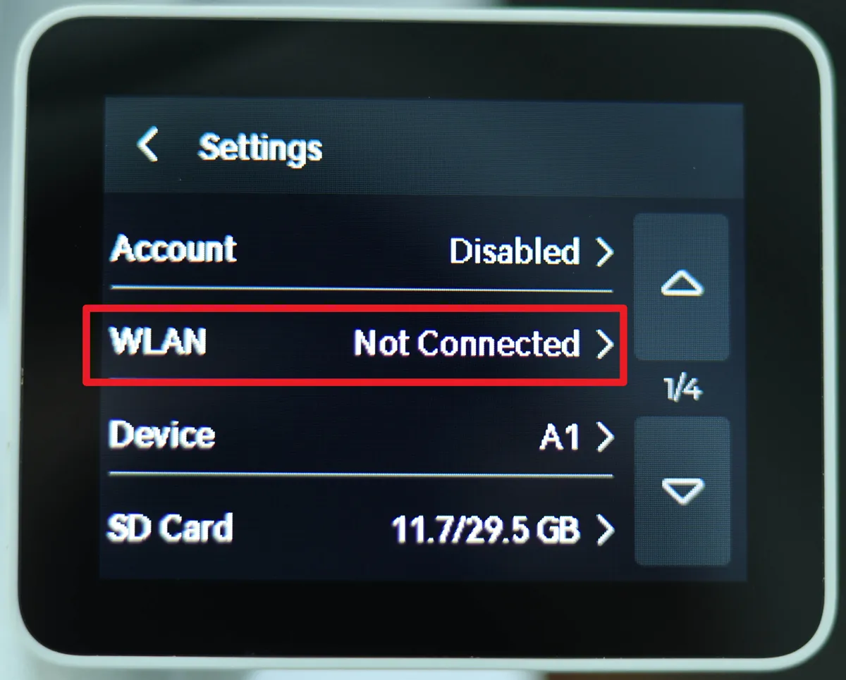 WLAN-opsætning på A1-skærmen, trin 2