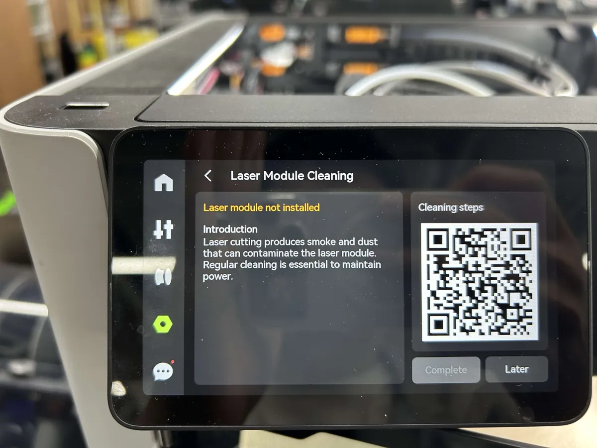 QR-kode og Finish-knap til at nulstille statuslinjen