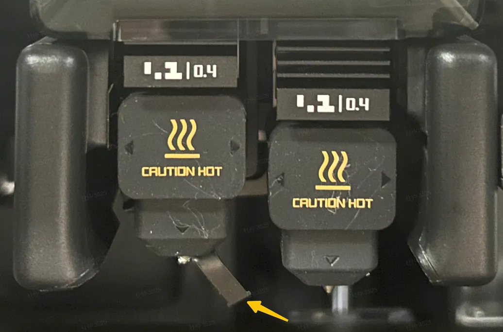 Deformeret flow blocker der giver interferens med hotend