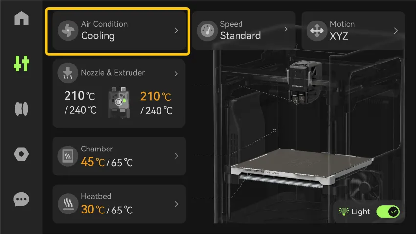 Skærmbillede for test af køleventilator, trin 1