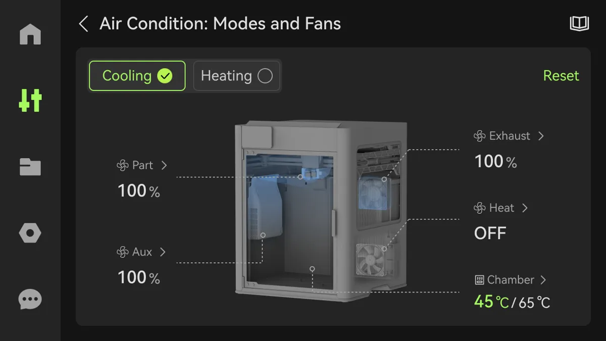 Skærmbillede for test af køleventilator, trin 2