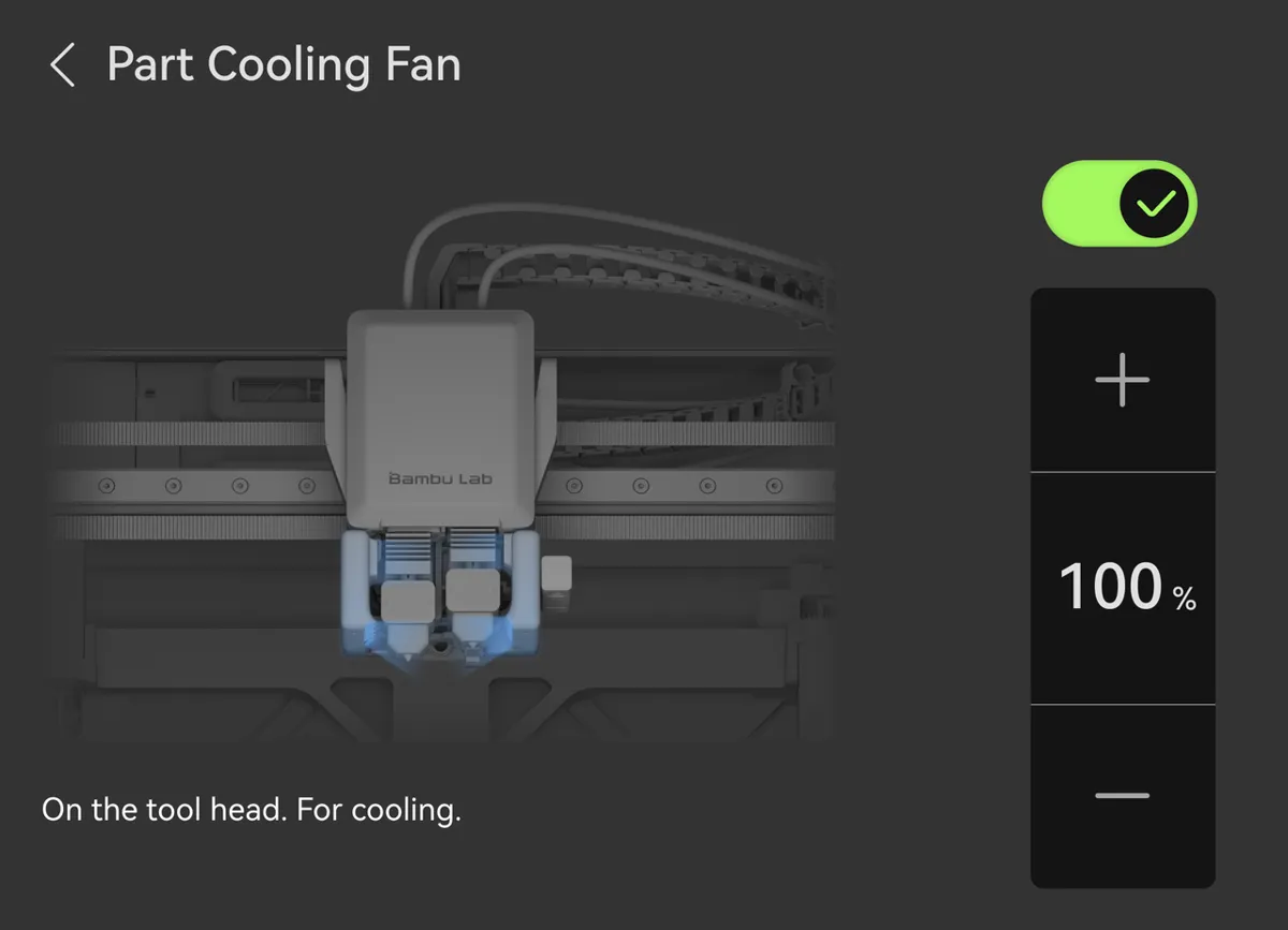 Skærmbillede for test af køleventilator, trin 3