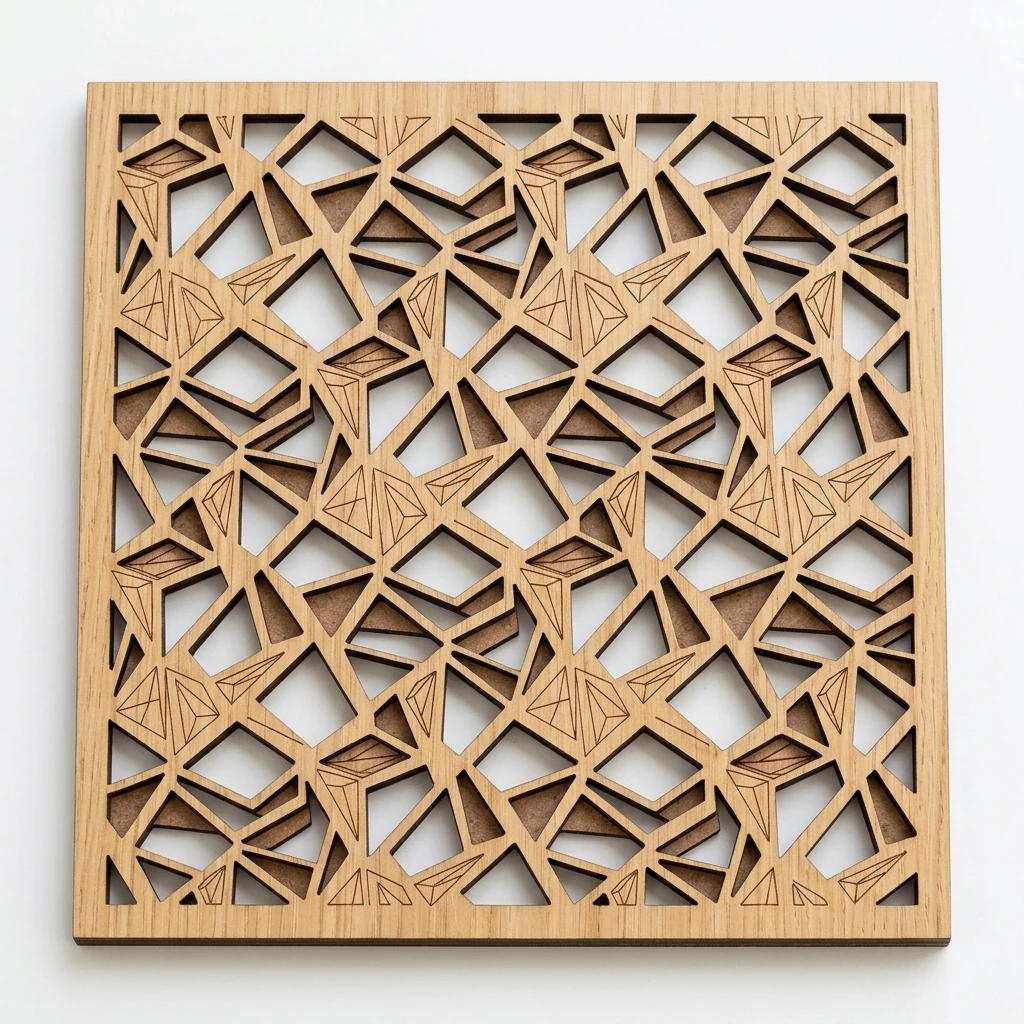 Udskåret panel i eg-fineret MDF