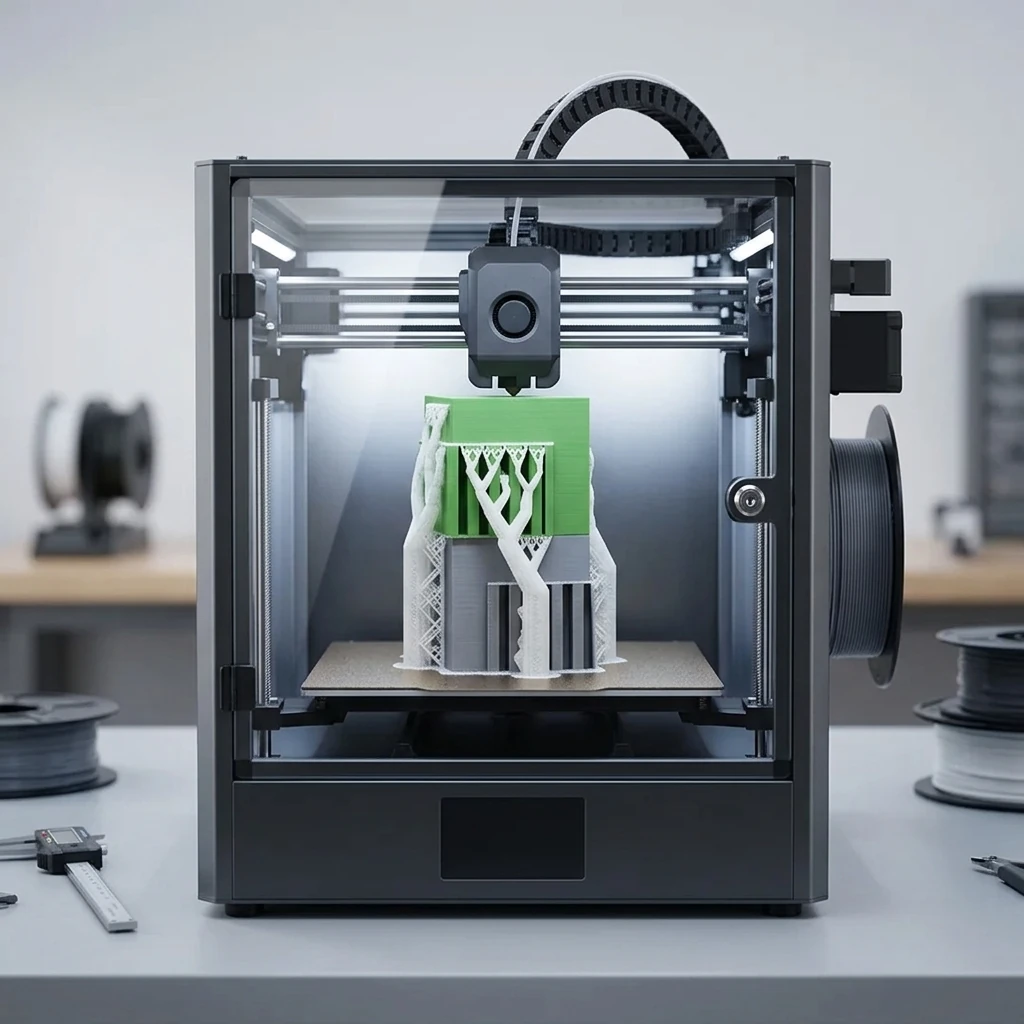 ABS printet i lukket printer med hvid support
