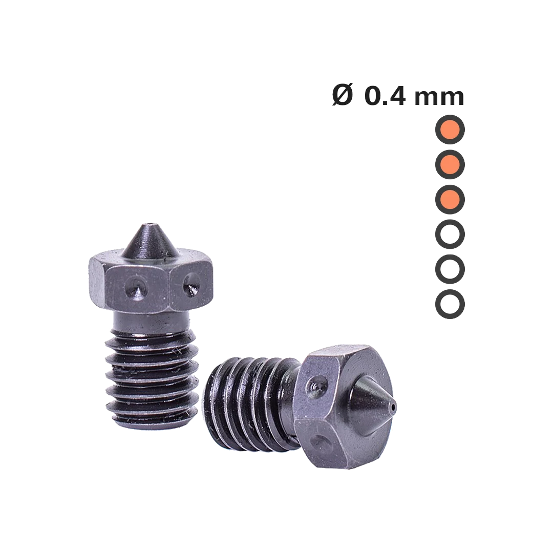 [180] Hærdet stål-dyse E3D V6 0,4 mm til Prusa MK3